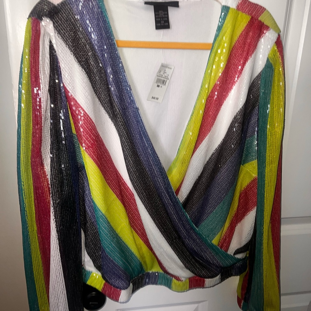 Sequin Faux Wrap Top